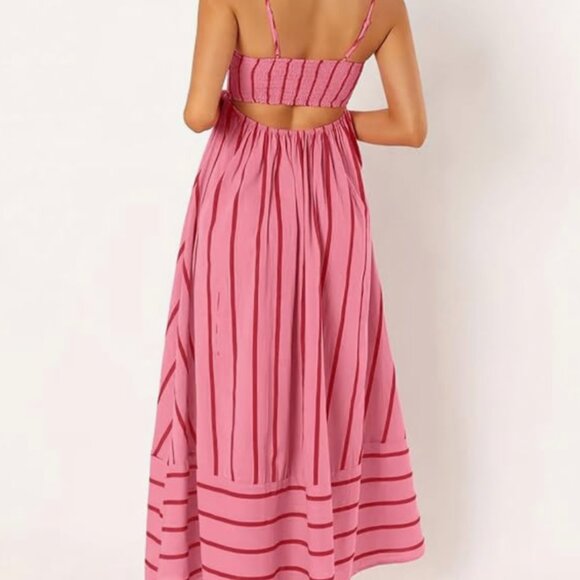 Pink and red striped summer dress - Picture 3 of 7